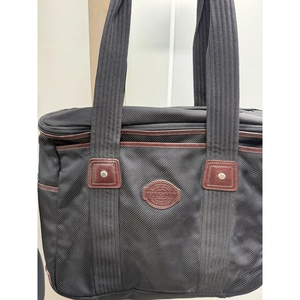 Filson Messenger Bag Men's Black Nylon Leather Accents Top Zip VTG 18.5